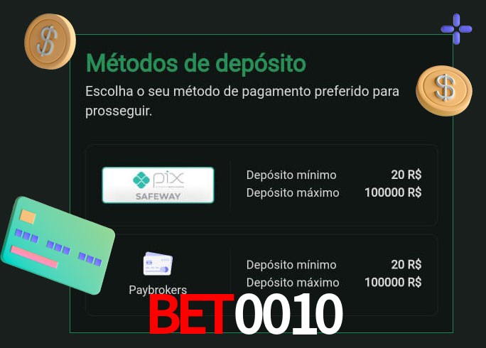 O cassino BET0010bet oferece uma grande variedade de métodos de pagamento